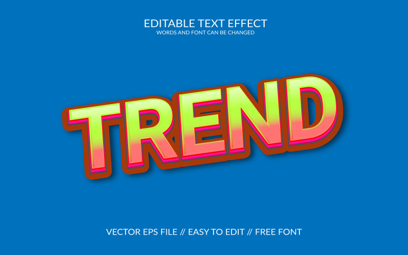 Trend 3D Editable Vector Eps Text Effect Template Illustration
