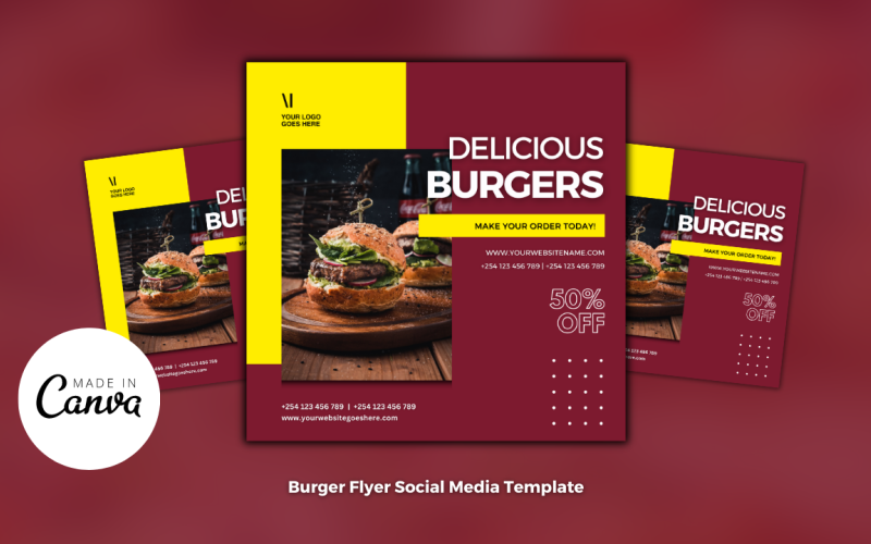 : Burger Restaurant Flyer Template Social Media