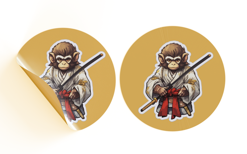 Animal Sticker Monkey 2-606-23 Illustration