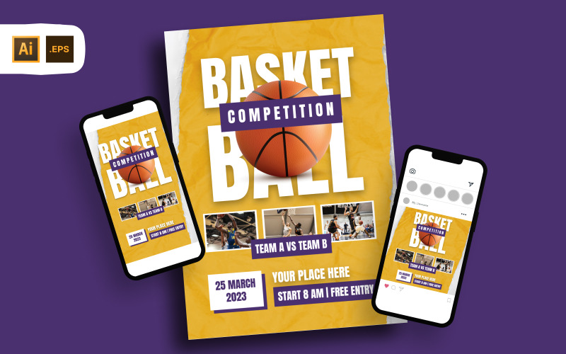 Basketball Competition Flyer Template Corporate Identity