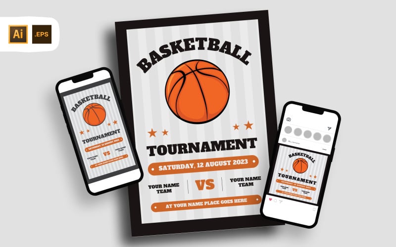 Basketball Tournament Match Flyer Template Corporate Identity