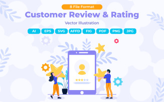 Customer Review & Rating- Flat Concept Illustration