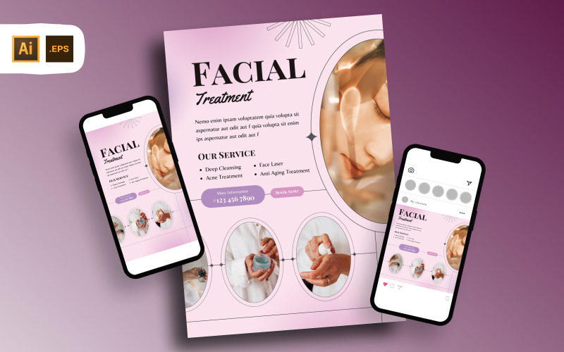 Facial Treatment Service Flyer Template Corporate Identity