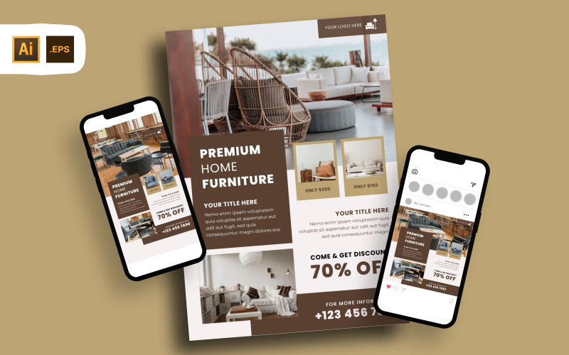 Minimalist Furniture Promotion Flyer Template Corporate Identity
