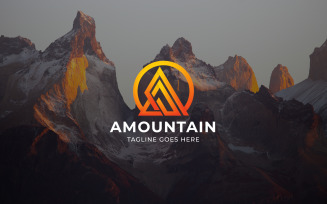Mountain and A letter Logo Template