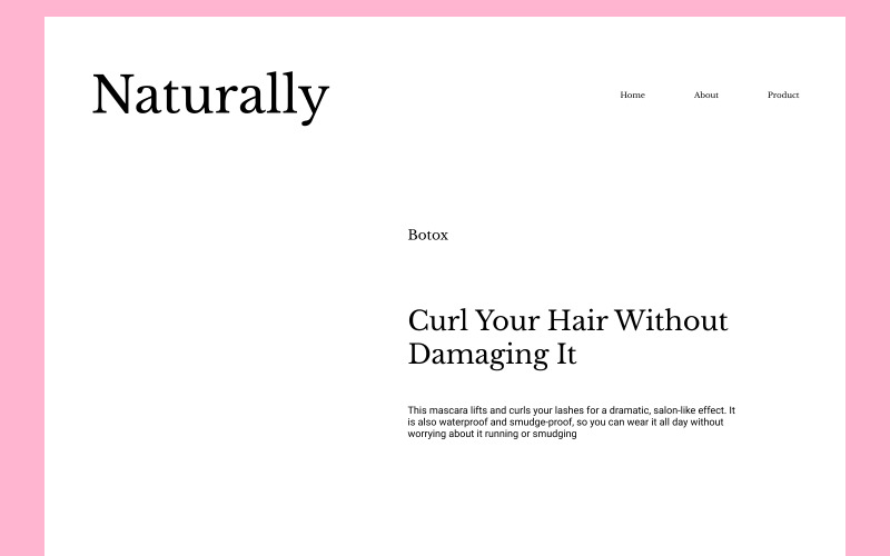 Naturally - Beauty girl portfolio product UI Element