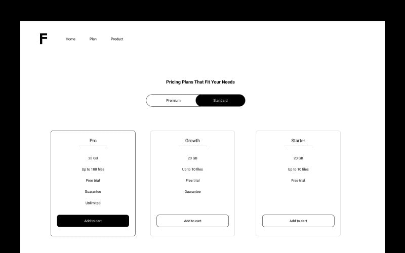 Onlyn - Pricing page with faq UI Element