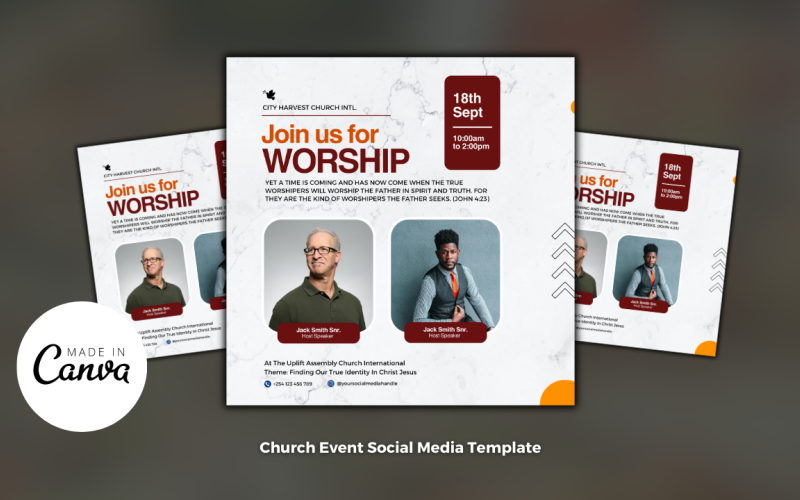 Sunday Service Church Flyer Template Social Media