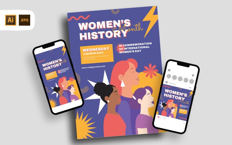 Women History Month Commemoration Flyer Template Corporate Identity