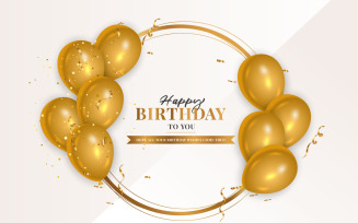 Birthday wish with realistic golden balloons set and white background and text