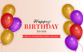 Birthday wish with realistic pink purple and red balloons set and pink background ideas