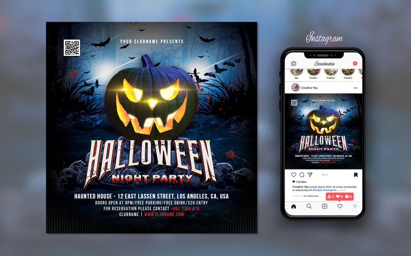 Halloween Party Flyer Template Design Corporate Identity
