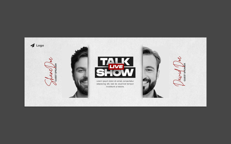 Podcast Talk Show Facebook Cover Banner Template Social Media