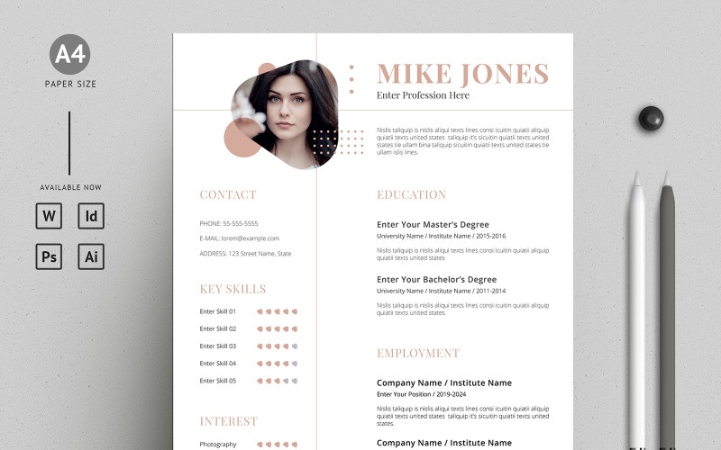 Simple and Clean Printable Resume / CV Template with Cover Letter for job Resume Template