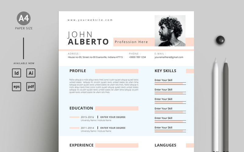 Simple Printable Resume / CV Template with Cover Letter for job Resume Template