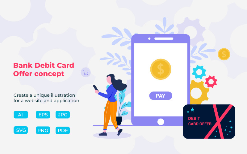 Bank Debit card offer concept illustration Illustration