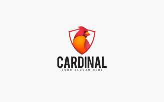 Cardinal Shield Bird Logo Design Template