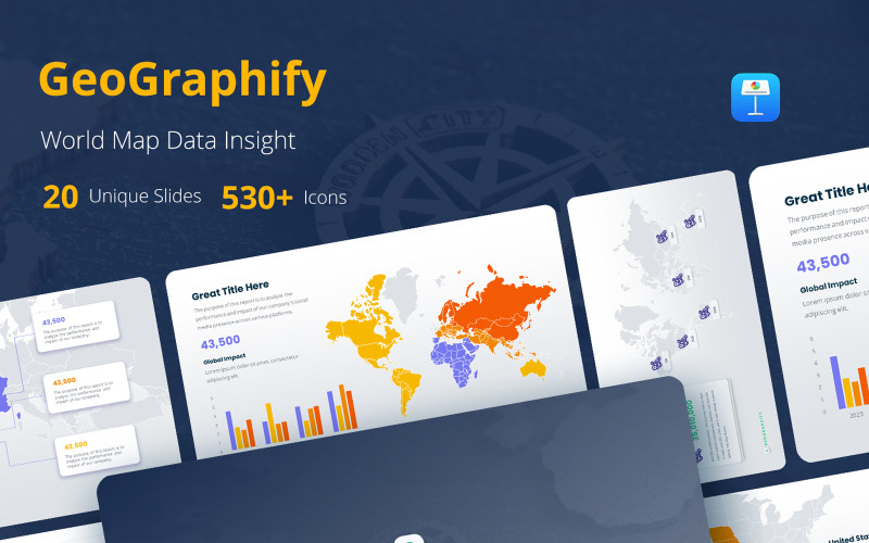 Geographify - World Map Insight Keynote Keynote Template