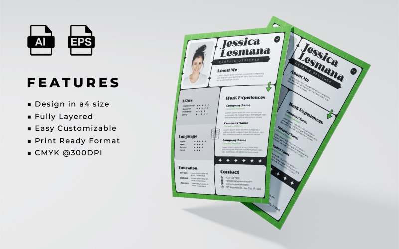 Resume and CV Template Flyer Design 4 Corporate Identity