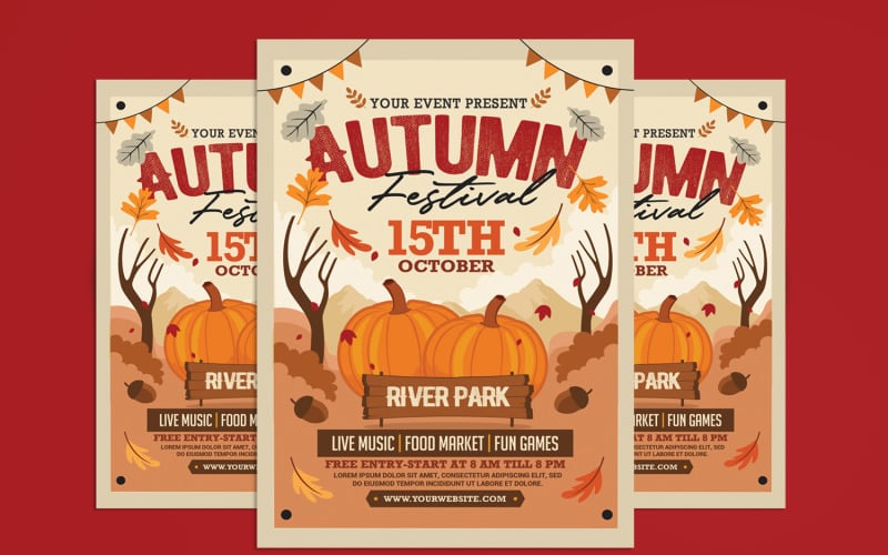 Autumn Fall Festival Flyer template Corporate Identity