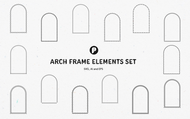 Black Arch Frame Elements Set Illustration