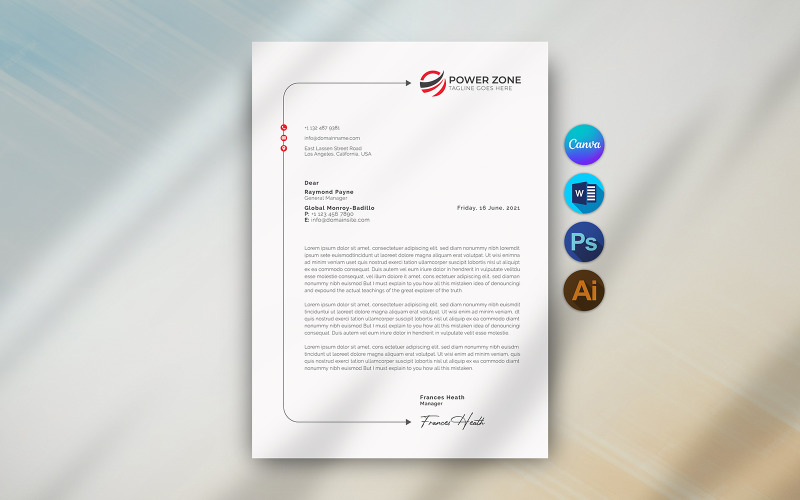 Canva and Word Corporate Letterhead Template Corporate Identity