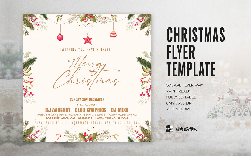 Christmas Party Celebration Flyer Template Design Corporate Identity