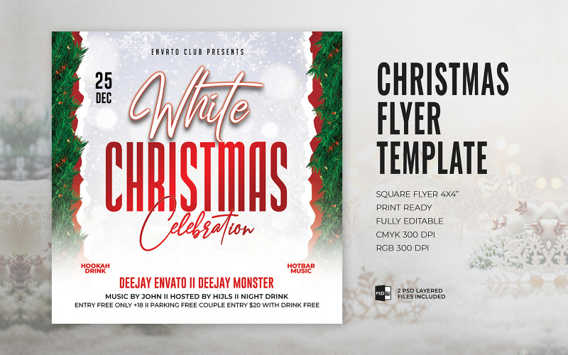 Christmas Party Flyer Template PSD Corporate Identity