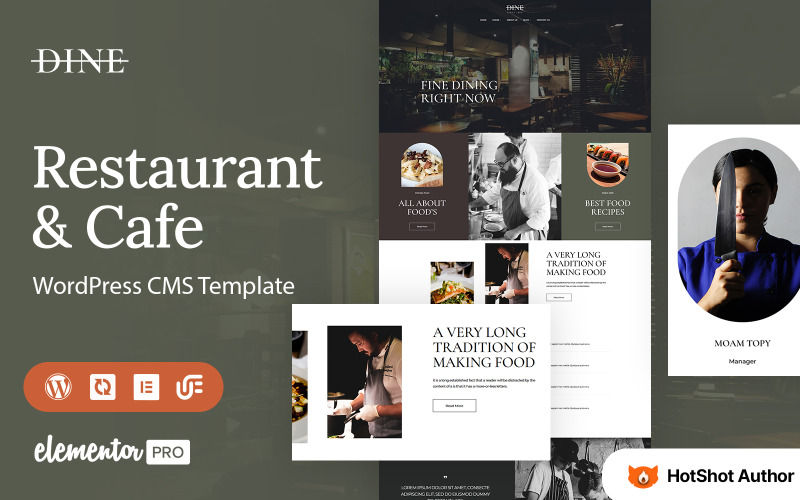 Dine - Restaurant And Cafe WordPress Elementor Theme WordPress Theme