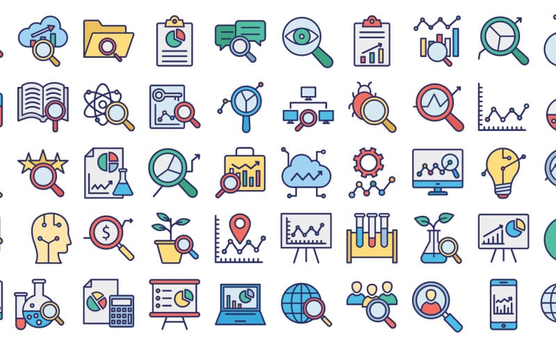Explore And Analysis Vector icons set Icon Set