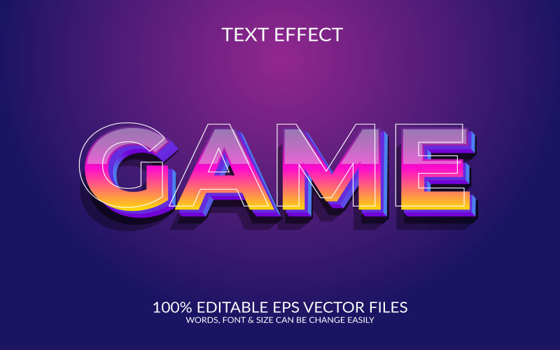 Game fully editable 3d text effect design illustration Illustration