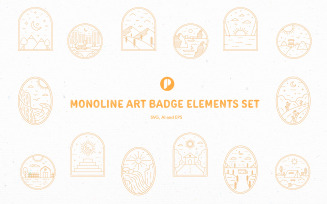 Gold Monoline Nature Art Badge