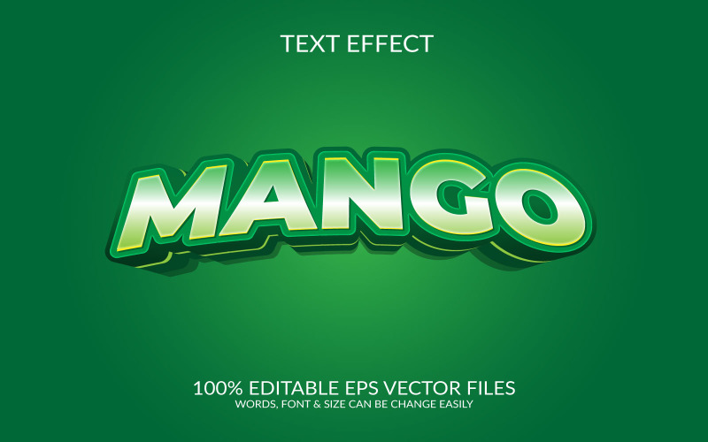 Green Mango 3D Editable Vector Eps Text Effect Template Illustration