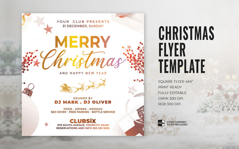 Merry Christmas Party Flyer Template Corporate Identity