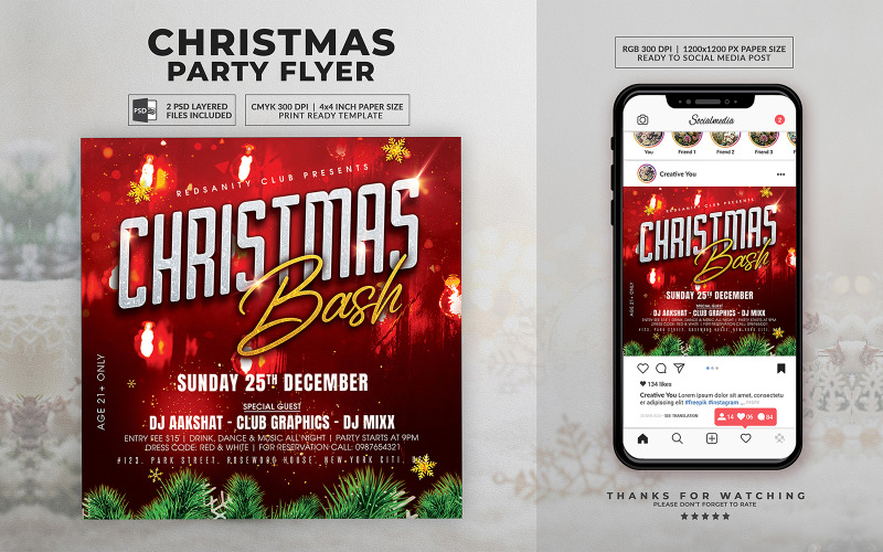 Modern Christmas Party Flyer Template Corporate Identity