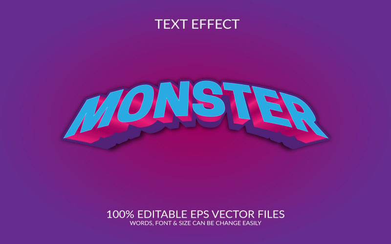 Monster 3D Editable Vector Eps Text Effect Template Illustration