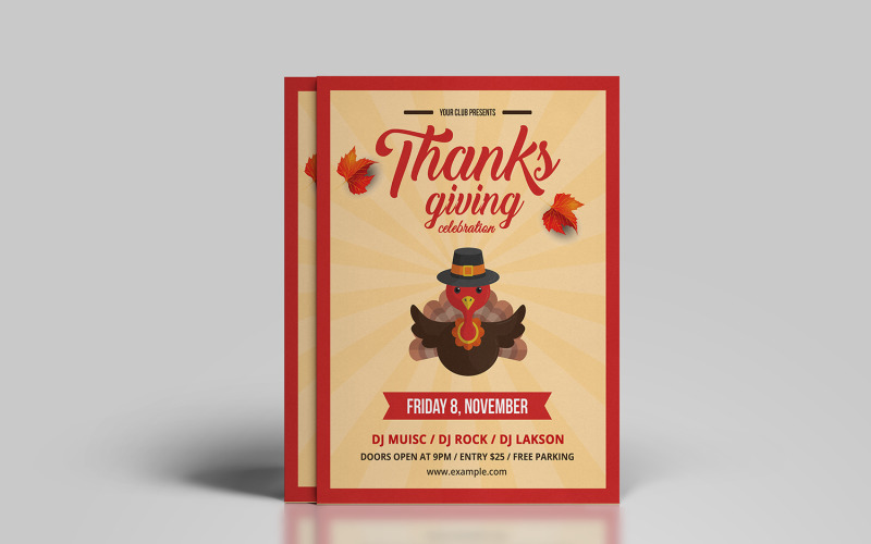 Thanksgiving Party Flyer. MS Word and Photoshop Template Corporate Identity