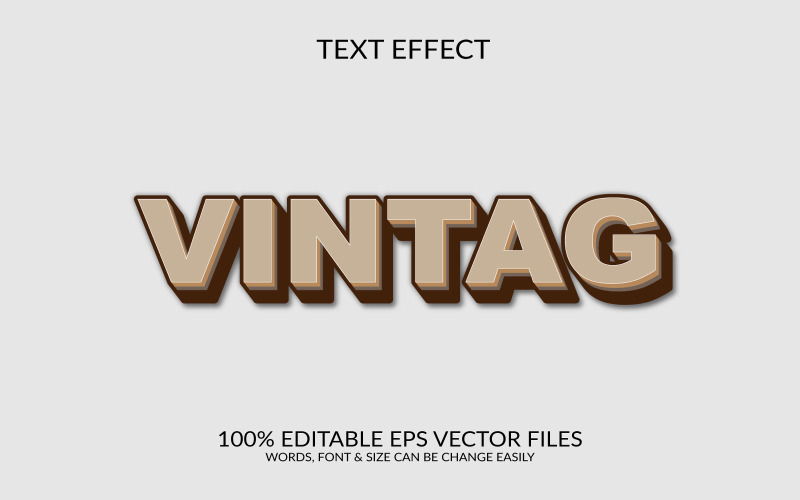Vintage 3D Editable Vector Eps Text Effect Template Illustration