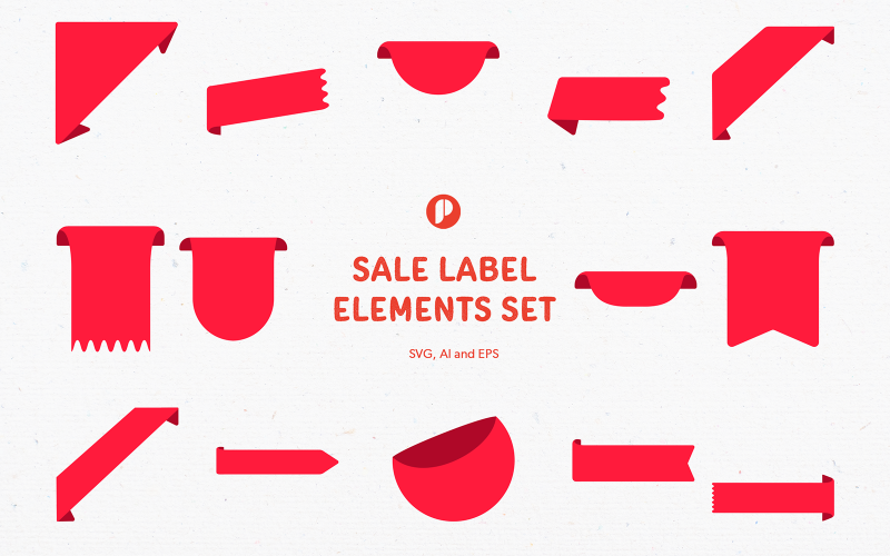 Bold Red Sale Label Elements Set Illustration