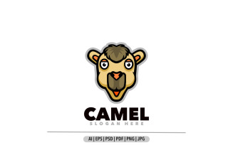 Camel mascot cartoon design logo template