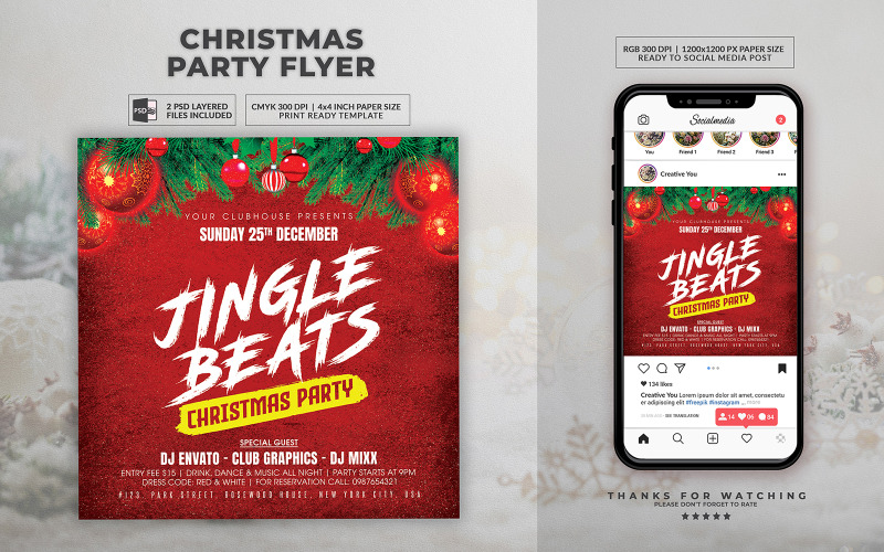 Christmas PSD Jingle Beats Flyer Template Corporate Identity