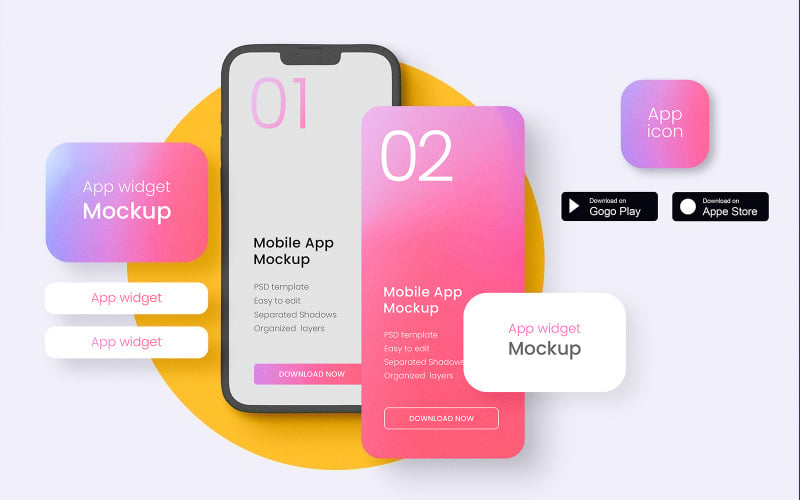 Mobile App Promo Screen Mockup Product Mockup
