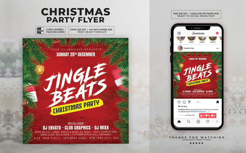 Christmas Jingle Party Flyer Template Corporate Identity