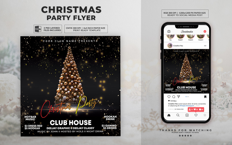 Club House Christmas Party Flyer Corporate Identity
