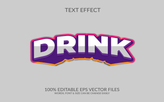 Drink 3D Vector Eps Text Effect Template Design Illustration