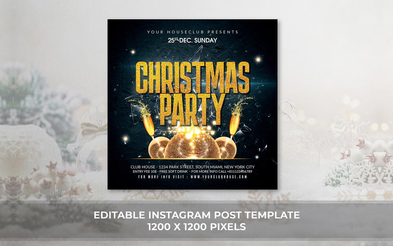 Glass Christmas Party Flyer Corporate Identity