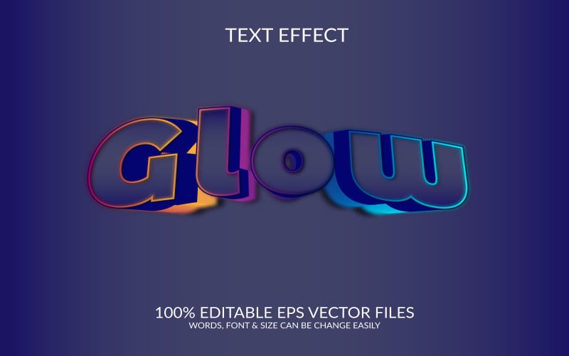 Glow 3D Editable Vector Eps Text Effect Template Design Illustration