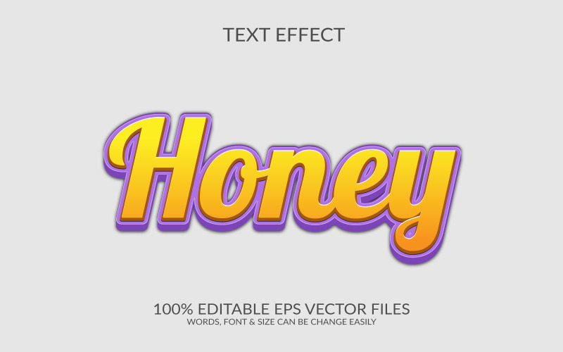 Honey 3D Editable Vector Eps Text Effect Design Template Illustration