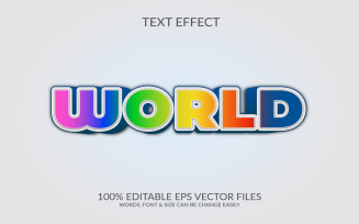 World 3D Editable Vector Eps Text Effect Template Design
