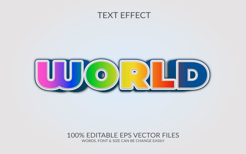 World 3D Editable Vector Eps Text Effect Template Design Illustration